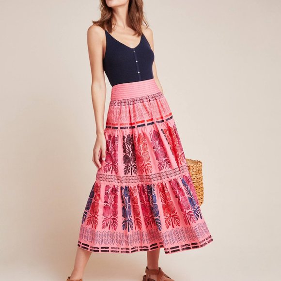 Anthropologie Blooming Print Auberte Tiered Skirt - Picture 5 of 5